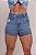 Short Jeans Feminino MOM com Detalhe de Flor Bordada Cós Alto e Lavagem Marmorizada | Sem Elastano - Imagem 5