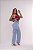 Calça Feminina Jeans Wide Leg Cargo | Lavagem Clara | Com bolsos nas laterais | Cos Alto | Sem Elastano  - 100% Algodão - Imagem 2