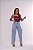 Calça Feminina Jeans Wide Leg Cargo | Lavagem Clara | Com bolsos nas laterais | Cos Alto | Sem Elastano  - 100% Algodão - Imagem 4