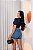 Short Jeans Cargo Feminino Marmorizado com Botões – Cós Alto | 100% Algodão (Sem Elastano) - Imagem 2