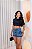 Short Jeans Cargo Feminino Marmorizado com Botões – Cós Alto | 100% Algodão (Sem Elastano) - Imagem 4