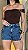 Short Jeans Cargo Feminino Marmorizado com Botões – Cós Alto | 100% Algodão (Sem Elastano) - Imagem 1