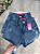 Kit Com 2 Shorts Jeans Feminino Cintura Alta Lavagem Azul Com Barra Chuleada Com e Sem Strass |100% Algodão|Sem Elastano - Imagem 2