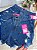 Short Jeans Feminino - Barra Desfiada e Cintura Alta - Bordado De Tucano Na Lavagem Azul  - 100% Algodão - Sem Elastano - Imagem 7