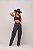 Calça Jeans Feminina Wide Leg Cargo | Lavagem Preto Estonado | Cos Alto | Sem Elastano - Imagem 5