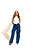Calça Jeans  Feminina Wide Leg Cargo | Lavagem Marmorizada | Cos Alto | Sem Elastano - Imagem 3