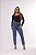 Calça Jeans Feminina Cintura Alta MOM com Aplicação de Strass – Lavagem Escura | Sem Elastano - Imagem 2