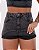 Short Saia Preto Estonado Casual | Jeans Feminino | Cintura Alta 100% Algodão - Sem Elastano Moda Verão - Imagem 1