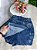 Short Saia Cargo Jeans Cintura Alta Lavagem Azul Escura Com Detalhes de Botões | Sem Elastano - Imagem 3