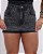 Short Saia Preto Estonado Com Strass / Brilho Feminino Cintura Alta - Sem Elastano 100% Algodão - Imagem 1