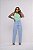 Calça Jeans Feminina Wide Leg Cintura Alta Lavagem Azul Claro | Sem Elastano 100% algodão - Imagem 5