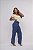 Calça Jeans Feminina Wide Leg Cintura Alta Lavagem Marmorizada | Sem Elastano 100% algodão - Imagem 5