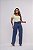 Calça Jeans Feminina Wide Leg Cintura Alta Lavagem Marmorizada | Sem Elastano 100% algodão - Imagem 1