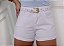 Short Jeans Branco MOM Feminino Com Cinto Cintura Alta - Sem Elastano 100% Algodão - Imagem 11