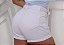 Short Jeans Branco MOM Feminino Com Cinto Cintura Alta - Sem Elastano 100% Algodão - Imagem 4