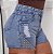 Short Jeans Feminino Cintura Alta Com Detalhes De Aplicações Douradas Nas Laterais | Sem Elastano - Imagem 2