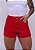 Short Jeans Feminino Vermelho Cintura Alta Com Aplicações- Sem Elastano - Imagem 5