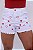Short Jeans Feminino Branco Cintura Alta Desfiado Com Bordado Corações Vermelhos- Sem Elastano - Imagem 1