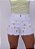 Short Jeans Feminino Branco Cintura Alta Desfiado Com Bordado Corações Dourados - Sem Elastano - Imagem 1