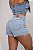 Short Jeans Feminino Cintura Alta Lavagem Clara Com Strass e Barra A Laser - Sem Elastano - Imagem 2