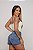 Short Jeans Cintura Alta Feminino Com Barra Recortada e Brilho | Lavagem Marmorizada| Sem Elastano - Imagem 2