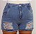 Short Jeans Feminino Plus Size Com Cintura Alta Marmorizado Com Destroyed- Sem Elastano - Imagem 4