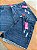 Short Jeans Feminino Plus Size Cintura Alta Com Lavagem Marmorizada E Barra Costurada - Sem Elastano - Imagem 4