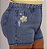 Short Jeans Feminino Plus Size MOM com Detalhe de Flor Bordada Cós Alto e Lavagem Marmorizada | Sem Elastano - Imagem 2