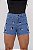 Short Jeans Feminino Cintura Alta Com Desenho Bordado Lavagem Azul - Sem Elastano - Imagem 4