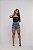 Short Jeans Feminino Cintura Alta Com Desenho Bordado Lavagem Azul - Sem Elastano - Imagem 7