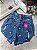 Short Jeans Feminino Cintura Alta Com Desenho Bordado Lavagem Azul - Sem Elastano - Imagem 3