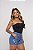 Short Jeans Feminino Cintura Alta Com Desenho Bordado Lavagem Azul - Sem Elastano - Imagem 6