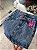 Saia Jeans Feminina Cintura Alta Lavagem Marmorizada Com Barra e Aplicações de Brilho- Sem Elastano - Imagem 3