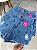 Short Jeans Feminino Cintura Alta Com Bordados de Âncora Lavagem Azul- Sem Elastano - Imagem 2