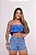 Short Jeans Feminino Cintura Alta Com Bordados de Âncora Lavagem Azul- Sem Elastano - Imagem 8