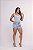 Short Jeans Feminino Cintura Alta Lavagem Marmorizada Com Modelagem Balonê e Bolsos Frontais- Sem Elastano - Imagem 7