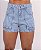 Short Jeans Feminino Cintura Alta Lavagem Marmorizada Com Modelagem Balonê e Bolsos Frontais- Sem Elastano - Imagem 4