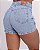 Short Jeans Feminino Cintura Alta Lavagem Marmorizada Com Modelagem Balonê e Bolsos Frontais- Sem Elastano - Imagem 5