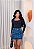 Saia Jeans Cargo Feminina Cintura Alta Lavagem Mamorizada Com Barra e Detalhe de Fivela- 100% Algodão - Imagem 1