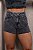Short Jeans Cintura Alta Feminino Com Barra a Laser e Aplicações No Cós | Lavagem Estonada| Sem Elastano - Imagem 4