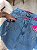 Saia Jeans Feminina Cintura Alta Lavagem Azul Clara Com Barra e Fios de Strass- Sem Elastano - Imagem 5