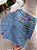 Short Jeans Feminino Cós Alto Com Barra a Laser Lavagem Clara e Aplicações Copa do Mundo Brasil- Sem Elastano - Imagem 5