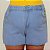 Short Jeans Feminino Plus Size Cós Alto Com Barra a Laser Lavagem Clara e Aplicações Copa do Mundo Brasil- Sem Elastano - Imagem 4