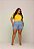 Short Jeans Feminino Plus Size Cós Alto Com Barra a Laser Lavagem Clara e Aplicações Copa do Mundo Brasil- Sem Elastano - Imagem 7
