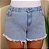 Short Jeans Feminino Plus Size Cós Alto Lavagem Clara Com Barra Desfiada e Aplicações de Strass- Sem Elastano - Imagem 4