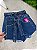Short Jeans Cintura Alta Feminino Com Barra a Laser e Cinto Com Aplicações Douradas| Sem Elastano - Imagem 9