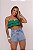 Short Jeans Feminino Cintura Alta Barra A Laser Com Aplicações Brasil - Sem Elastano - Imagem 1