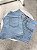 Short Saia Jeans Feminino Cintura Alta Lavagem Clara com Aplicações Strass Brasil- Sem Elastano - Imagem 4