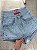 Short Saia Jeans Feminino Cintura Alta Lavagem Clara com Aplicações Strass Brasil- Sem Elastano - Imagem 3