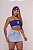 Short Saia Jeans Feminino Cintura Alta Lavagem Clara com Aplicações Strass Brasil Copa do Mundo- Sem Elastano - Imagem 6